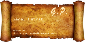 Garai Patrik névjegykártya